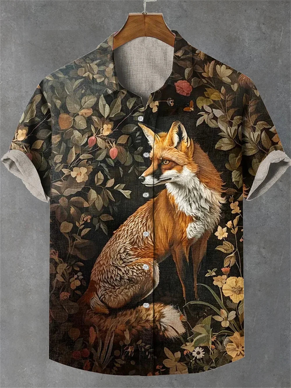 Men's 3D Printed Casual Long Sleeve Shirt | Retro Plant Design