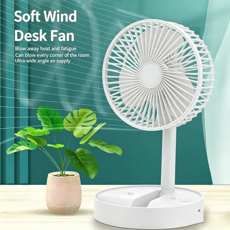 Portable Mini Desk Fan with Built-In Phone Stand | USB Rechargeable