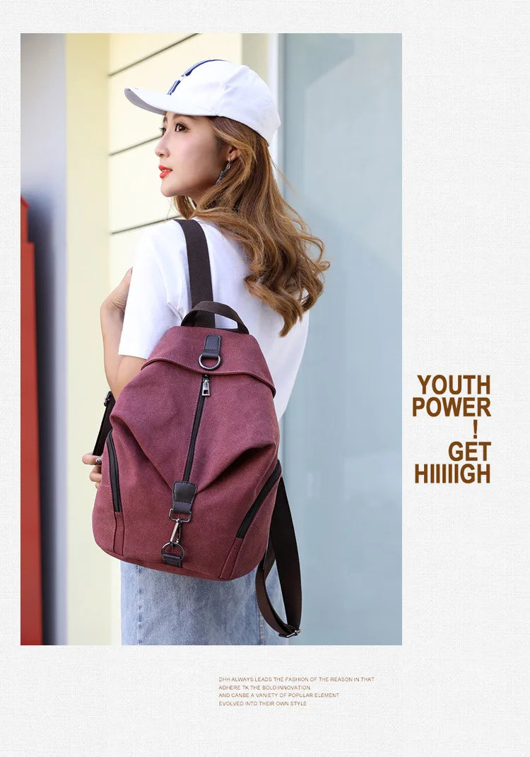 Stylish Vintage Canvas Women Backpack | Fashionable Casual Bag