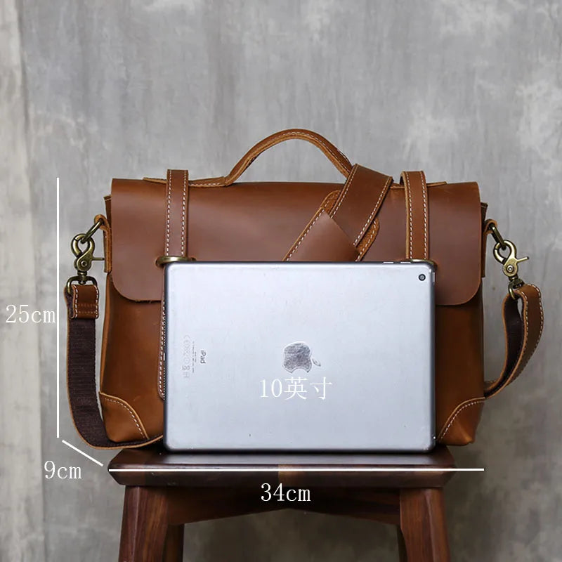 Retro Leather Commuter Handbag | Stylish & Versatile Bag for Men