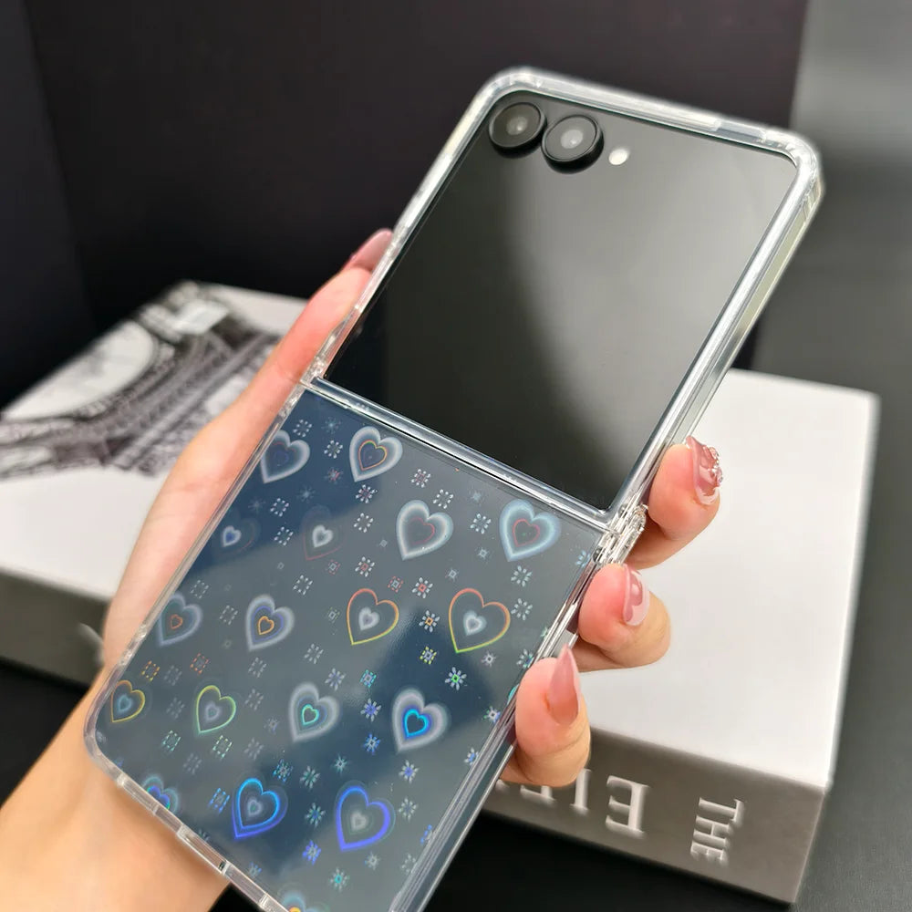 Holographic Love Pattern Phone Case | Stylish Protection for Z Flip 7