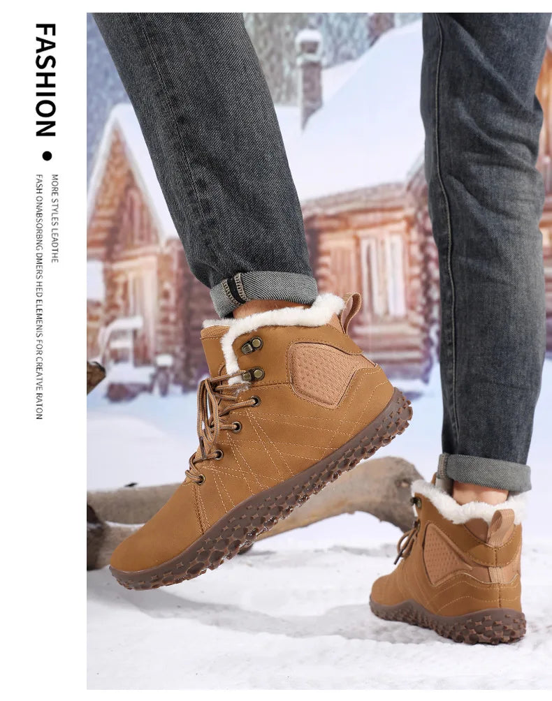 Winter Snow Boots for Men Women Warm Fur Lined Ankle Trekking Shoes Anti Slip Outdoor Boots