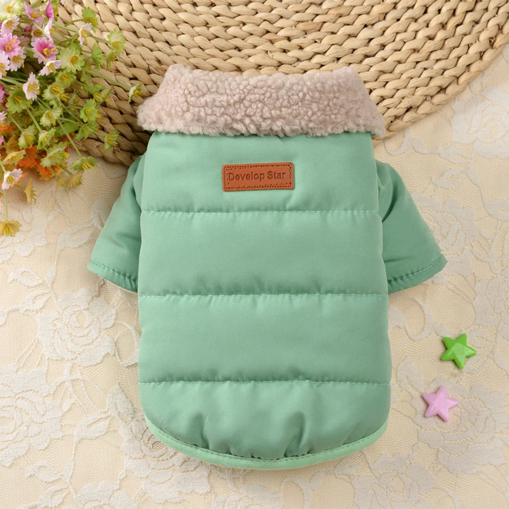 Stylish Winter Dog Coat with Fur Collar | Cozy Wear for Pets