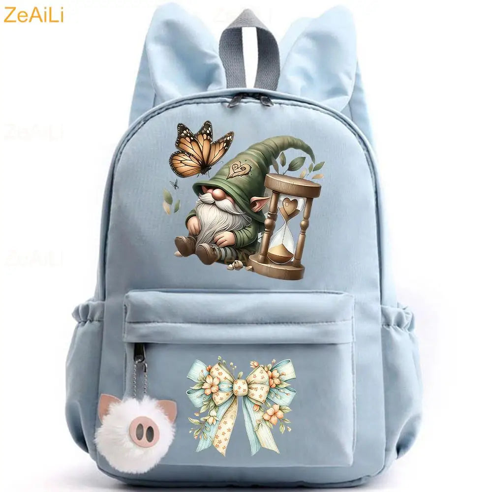 Retro Wolf Head Paw Backpack | Stylish Casual School Rucksack