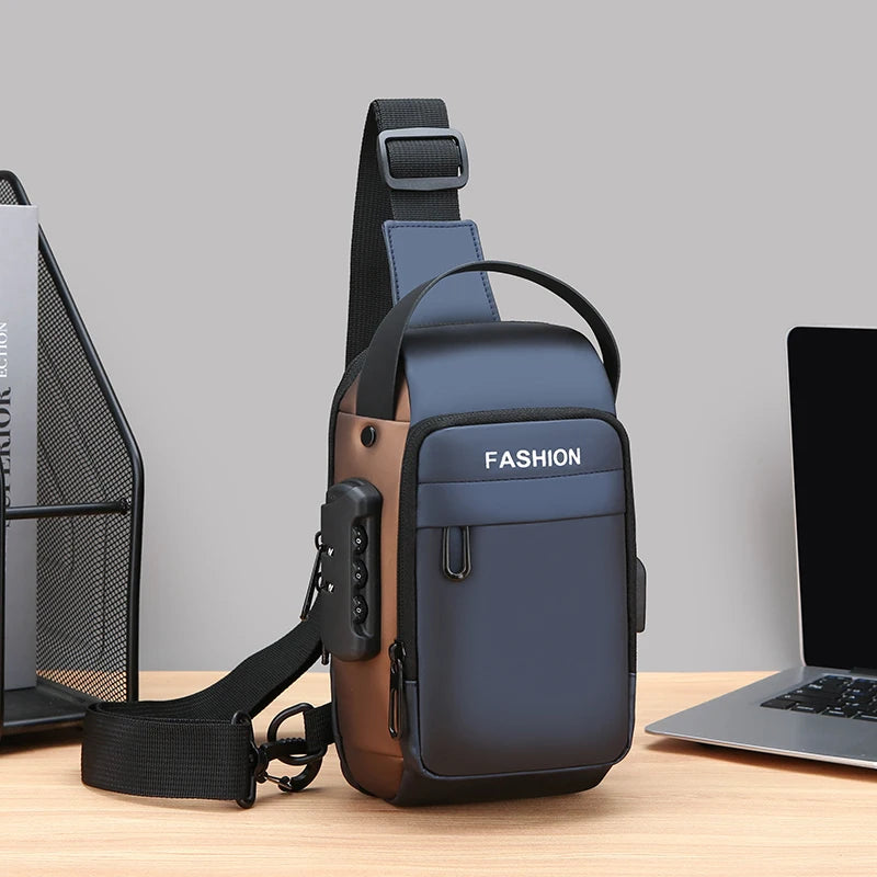 Men's Anti-Theft Sling Bag | USB Charging Crossbody Pack