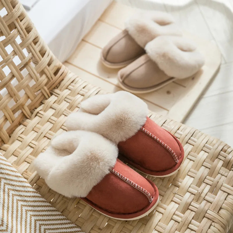 Women's Luxury Faux Suede Plush Slippers | Cozy Winter House Shoes