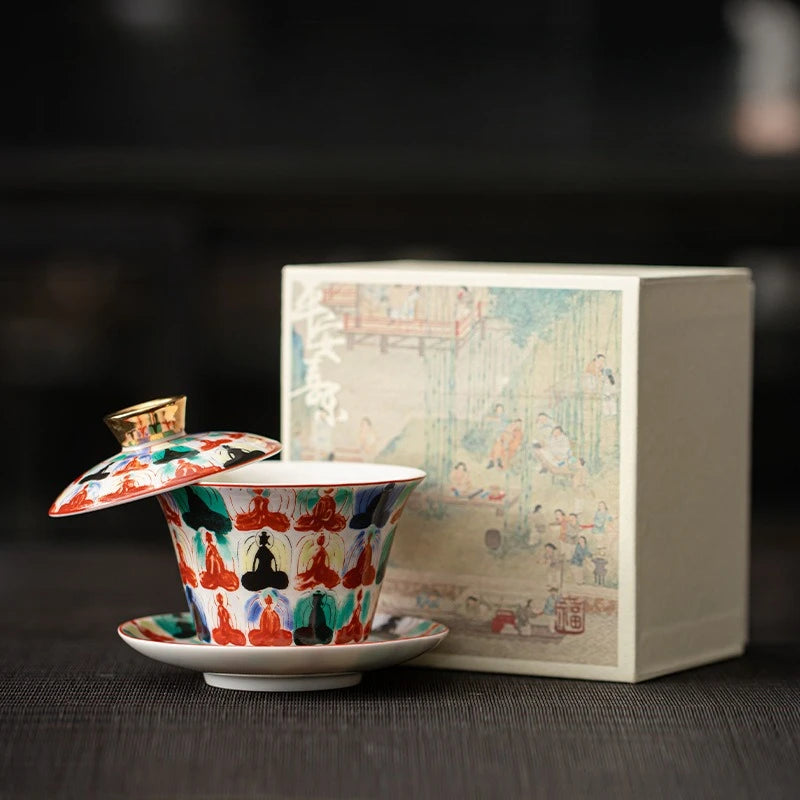 Elegant Rotatable Tea Tureen | Zen Gaiwan Teacup Set