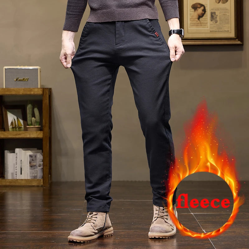 Warm Fleece Lined Jeans for Men | Slim Fit Thermal Denim Pants