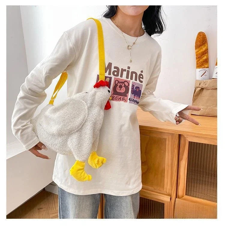 Cute Chicken Shape Crossbody Purse for Women | Cozy Fleece Handbag