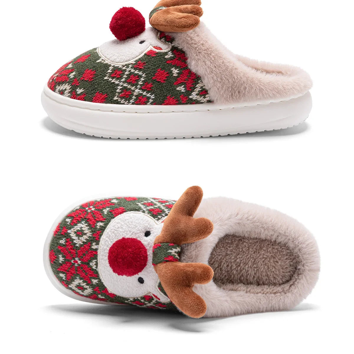 Cozy Winter Cartoon Deer Plush Slippers | Warm Indoor House Shoes