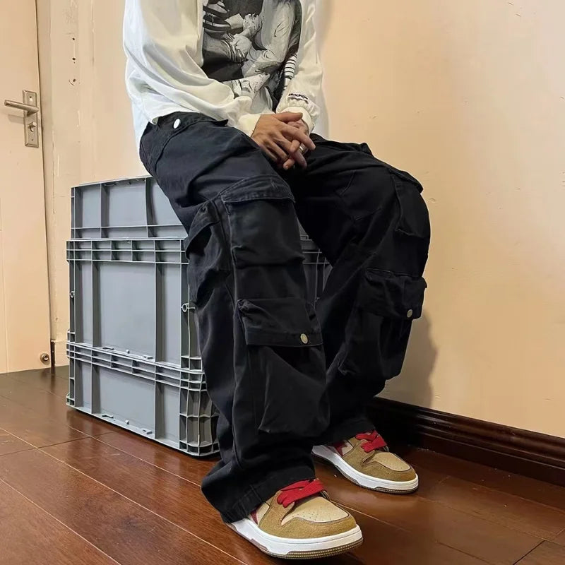 Men's Vintage Loose Wide Leg Cargo Pants | Stylish Streetwear