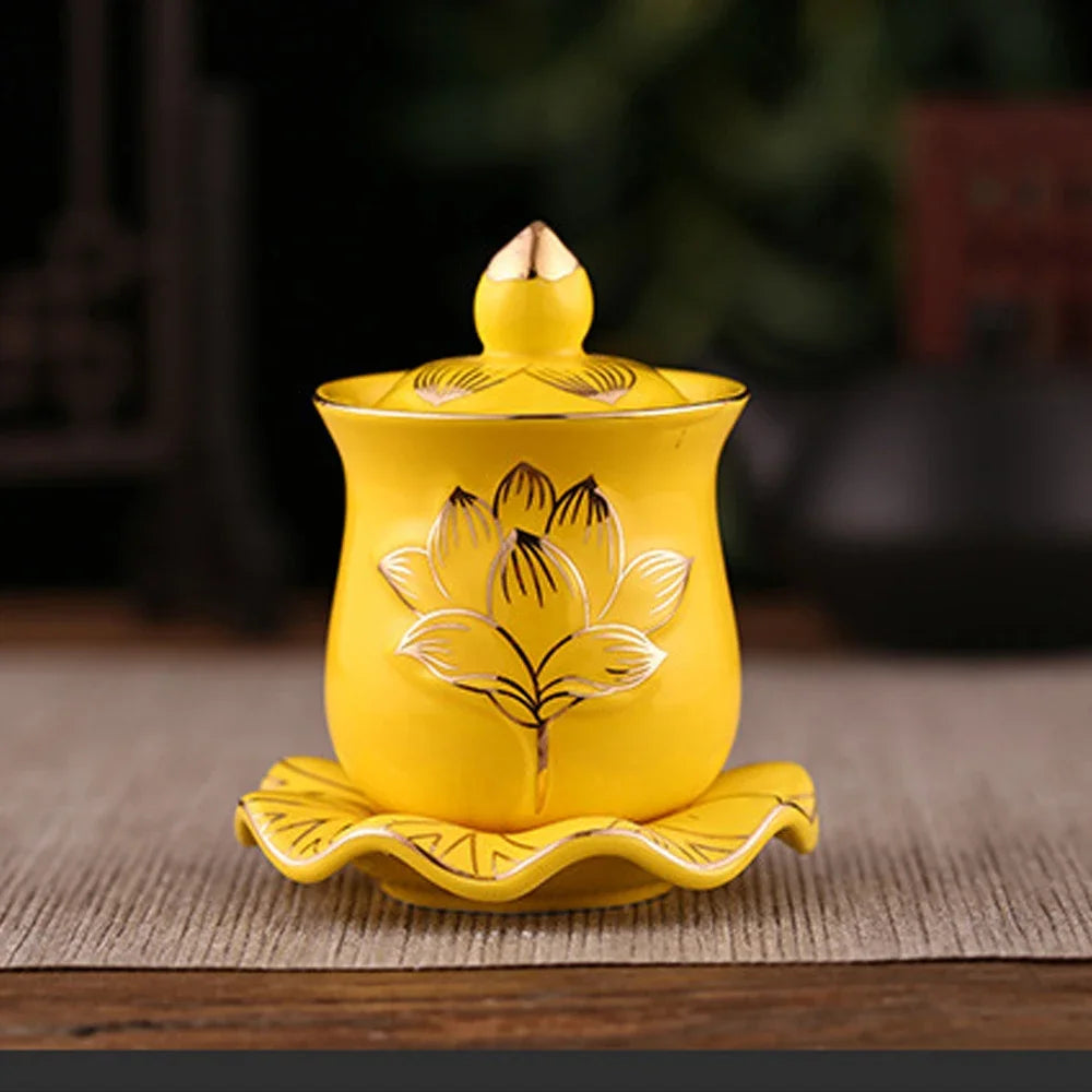 Lotus Cup Relief Ceramic Tea Cup | Elegant Guanyin Tea Set