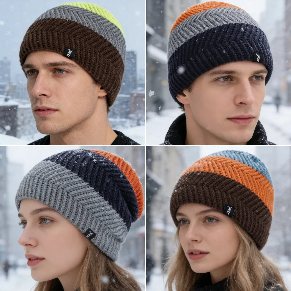 Unisex Colorful Stripes Winter Beanie | Warm Knit Ski Cap