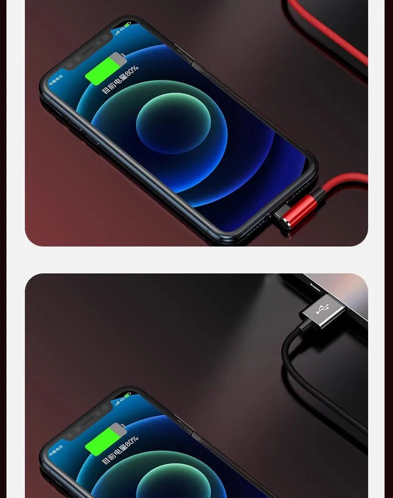 Gaming Elbow Fast Charger Cable for iPhone Devices | Braided USB