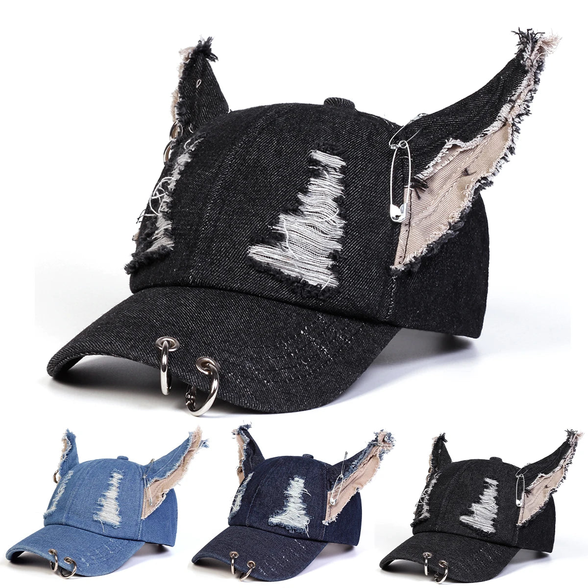 Gorra de béisbol de vaquero unisex con bonito diseño de orejas | Gorra casual ajustable
