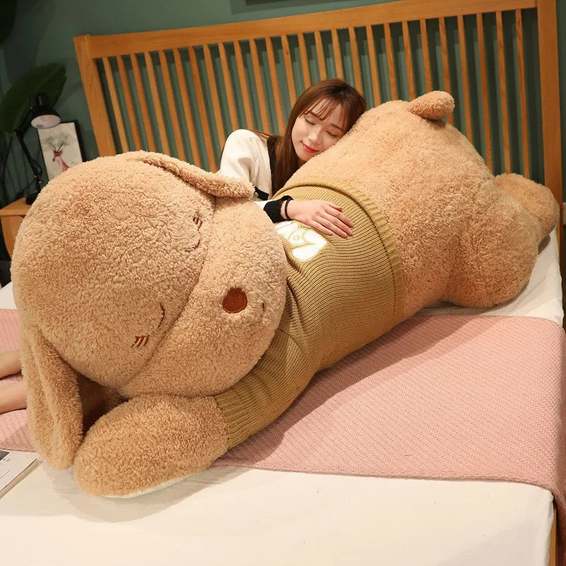 Lovely Giant Plush Dog Pillow | Soft Sweater Dog Stuffed Toy
