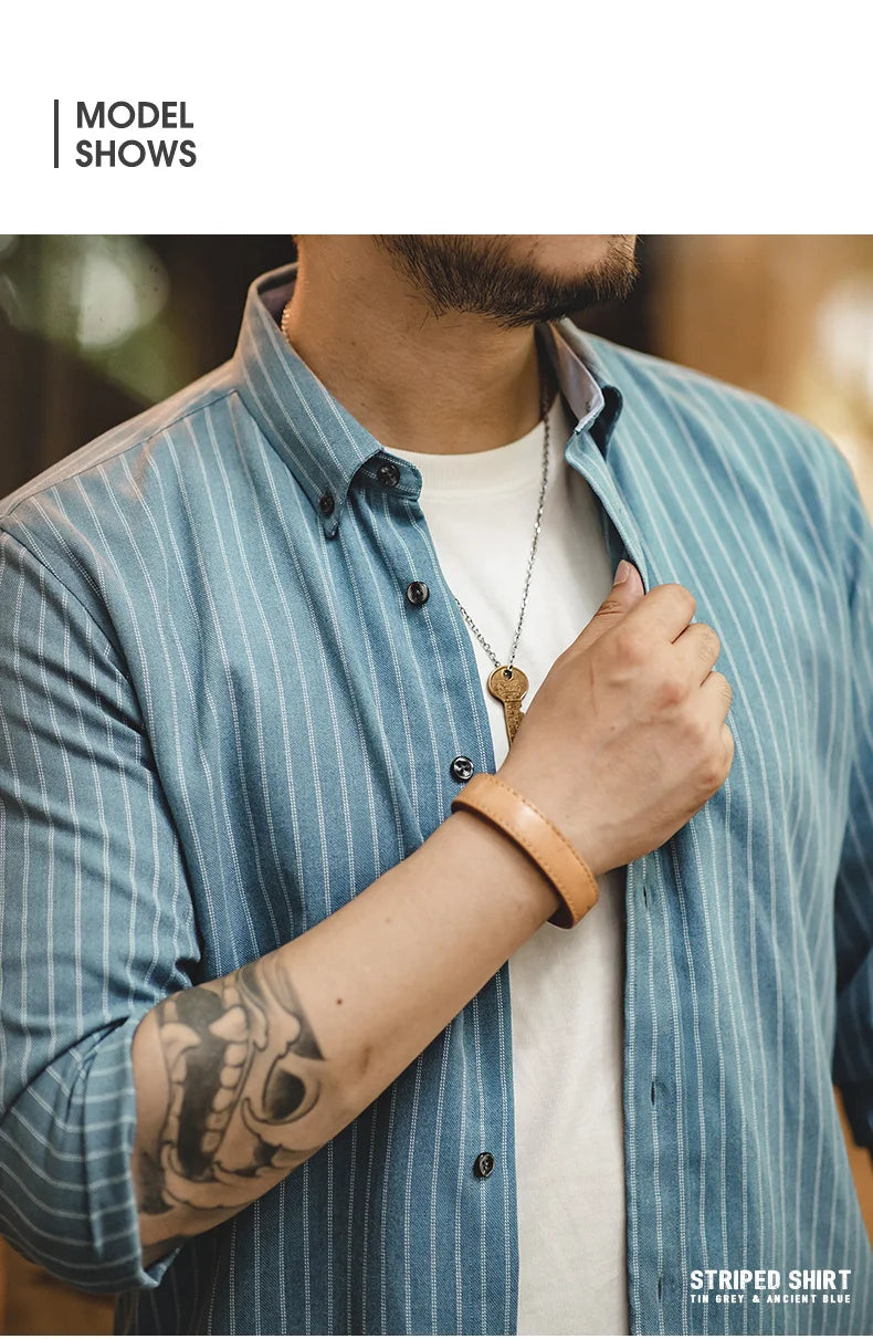 Men's Retro Vertical Stripe Long Sleeve Casual Shirt | Stylish Tops