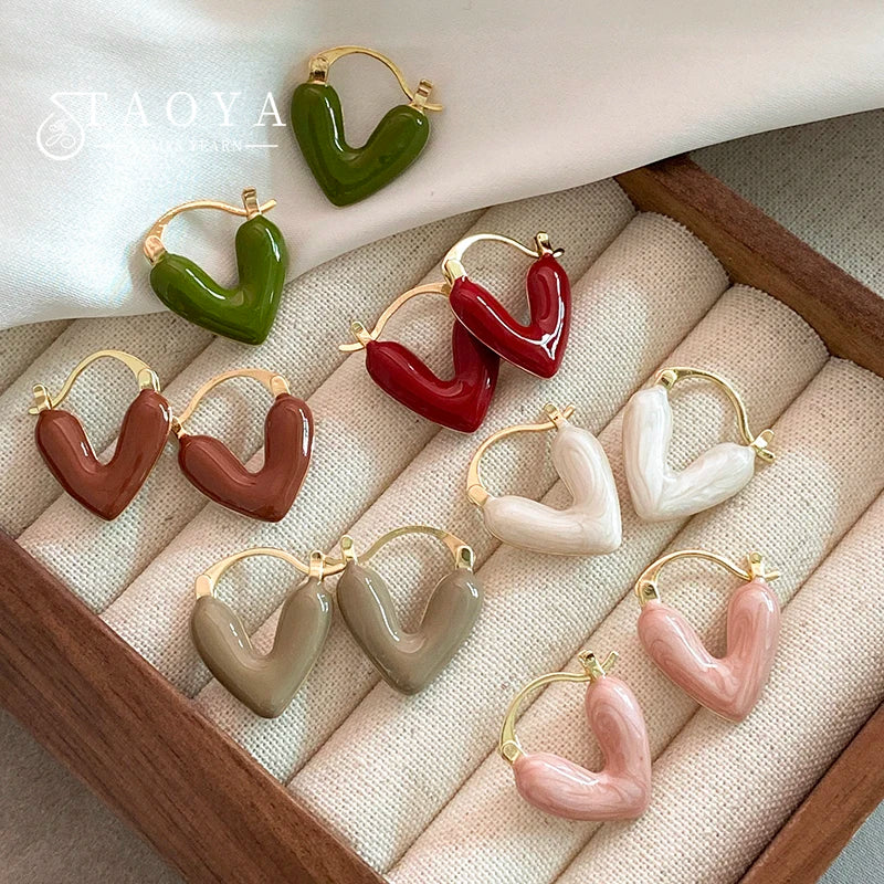 Elegant Wine Red Heart Shaped Drop Earrings | Fashion Jewelry for Women