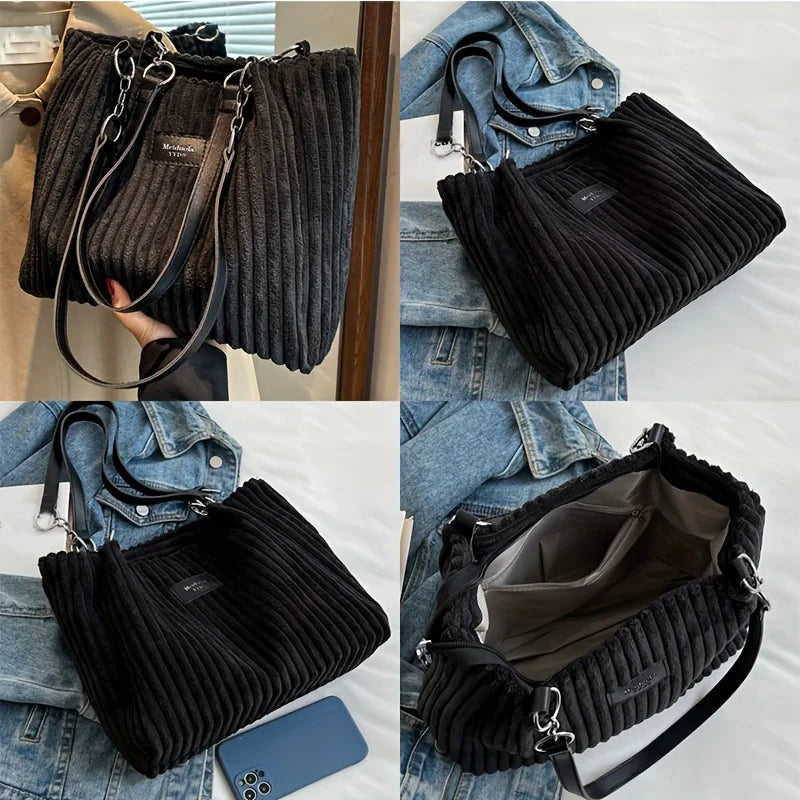 Bolso tote de pana de gran capacidad | Elegante y funcional