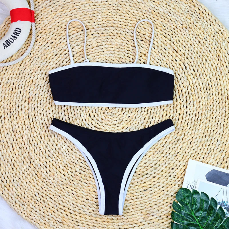 High Waist Women's Swimwear | Luxury Ribbed Two-Piece Bikini Set