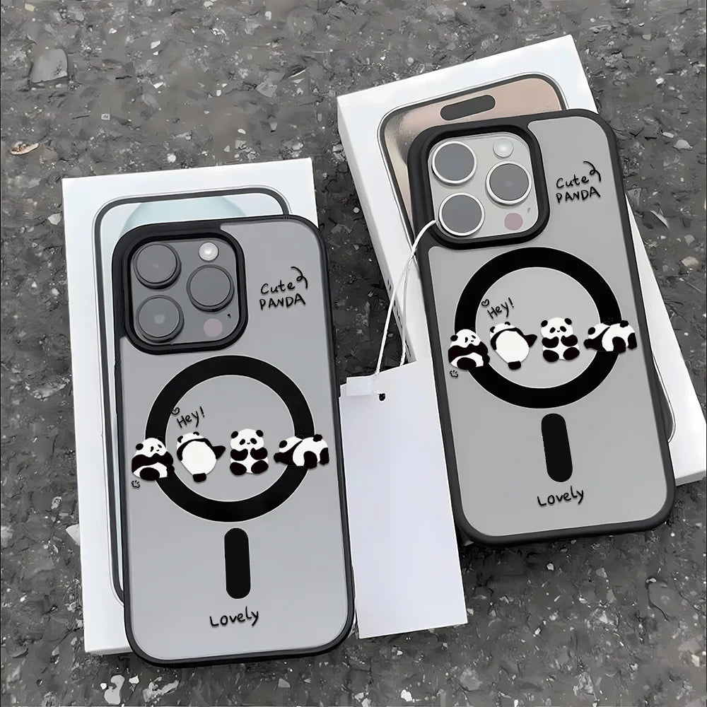 Funda de teléfono de lujo pintada de panda | Cubierta protectora a prueba de golpes