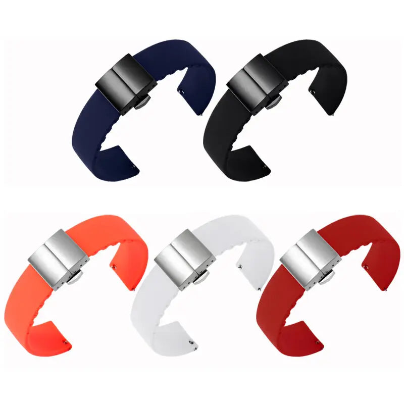 Soft Silicone Quick Release Watchband with Butterfly Buckle