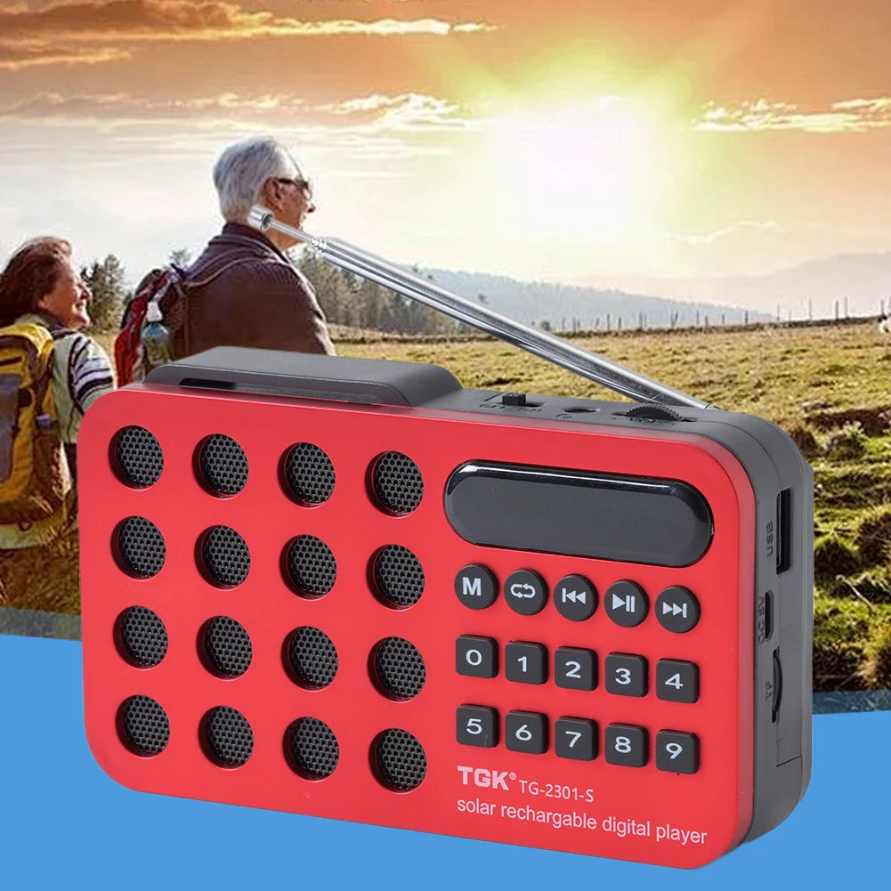 Portable FM Radio Receiver with Bluetooth & Solar Charging