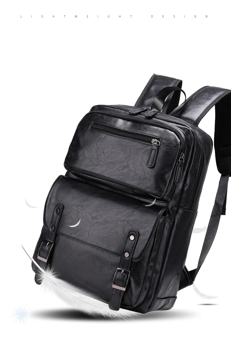 Men's Casual PU Leather Laptop Backpack | Stylish Travel Bags