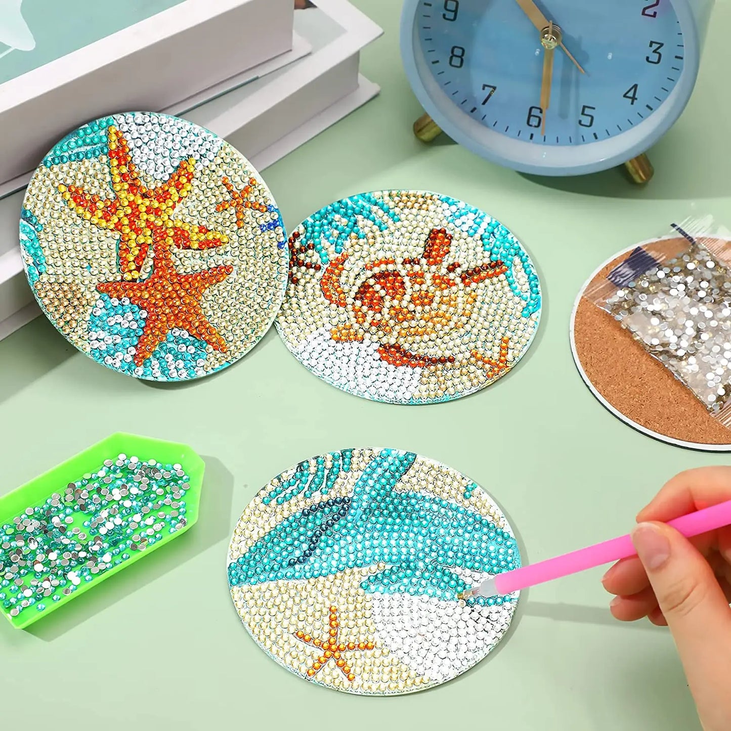 8-Piece DIY Mandala Diamond Painting Coasters | Full Drill Art Set