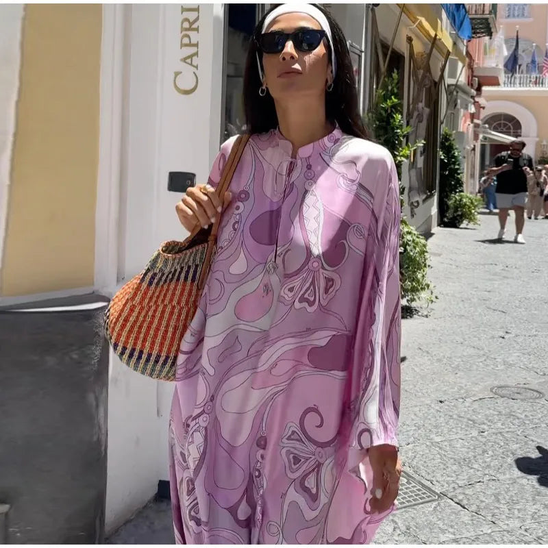 Stylish Oversized Women's Print Kaftan Maxi Dress for Summer