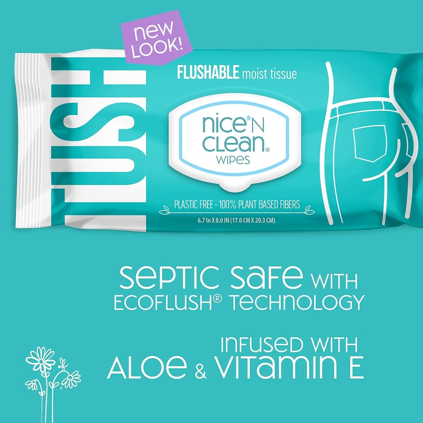 Flushable Wipes 3x60 | Plant-Based, Aloe & Vitamin E, Septic Safe