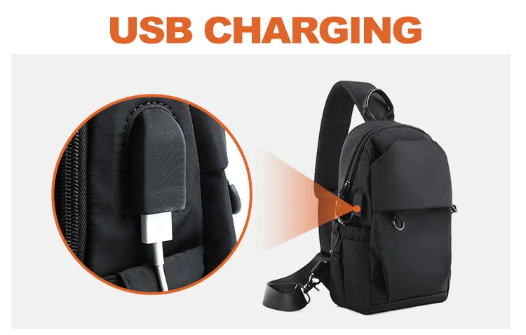 Waterproof Nylon Sling Bag | Anti-Theft Travel Chest Backpack