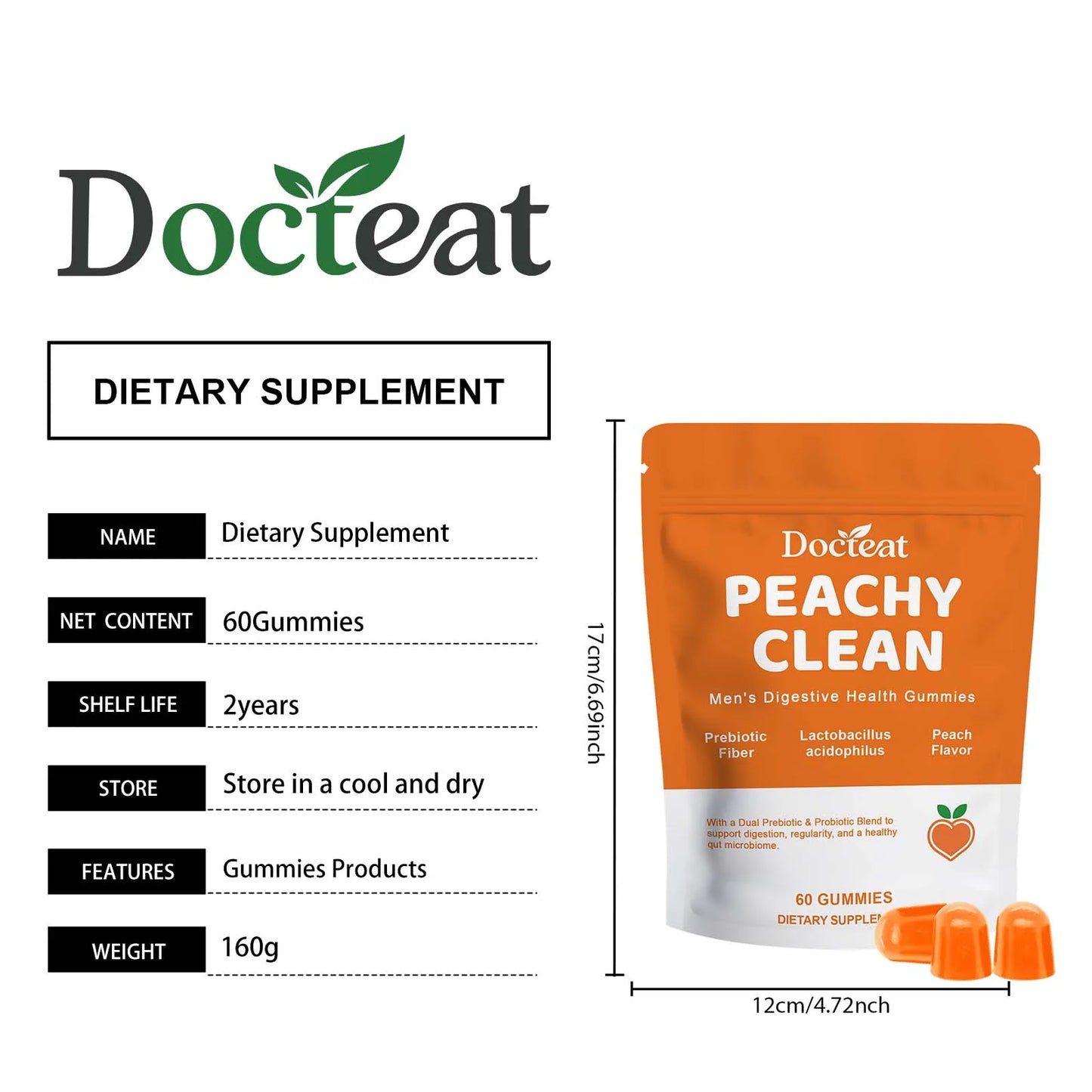 Men's Digestive Health Gummies | Peach Flavor Probiotic Blend