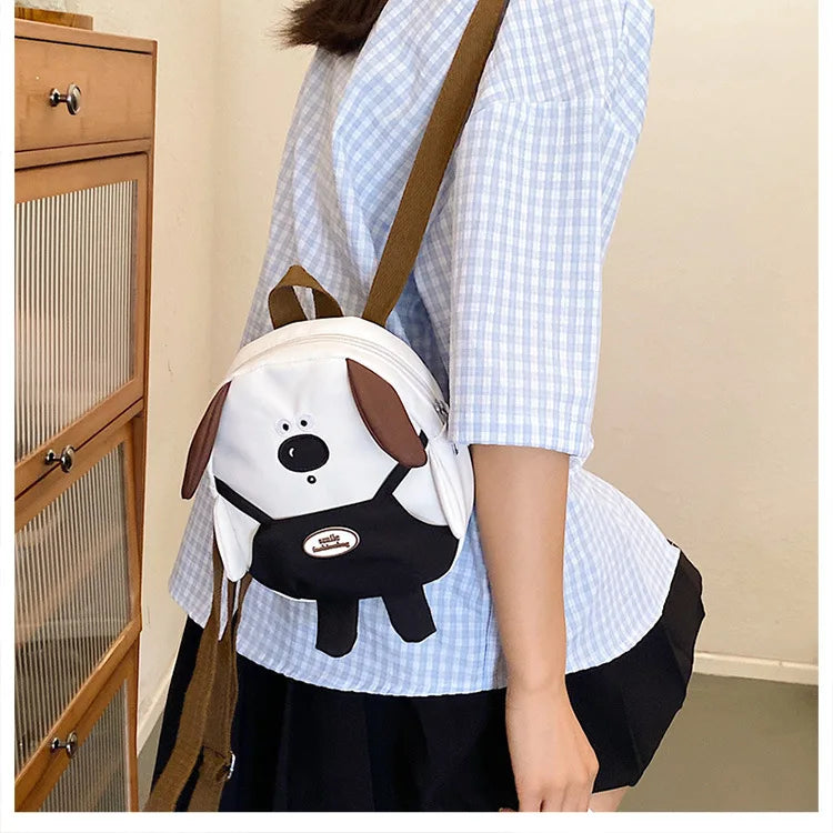 Cute Cartoon Dog Mini Backpack | Adjustable Canvas Travel Bag