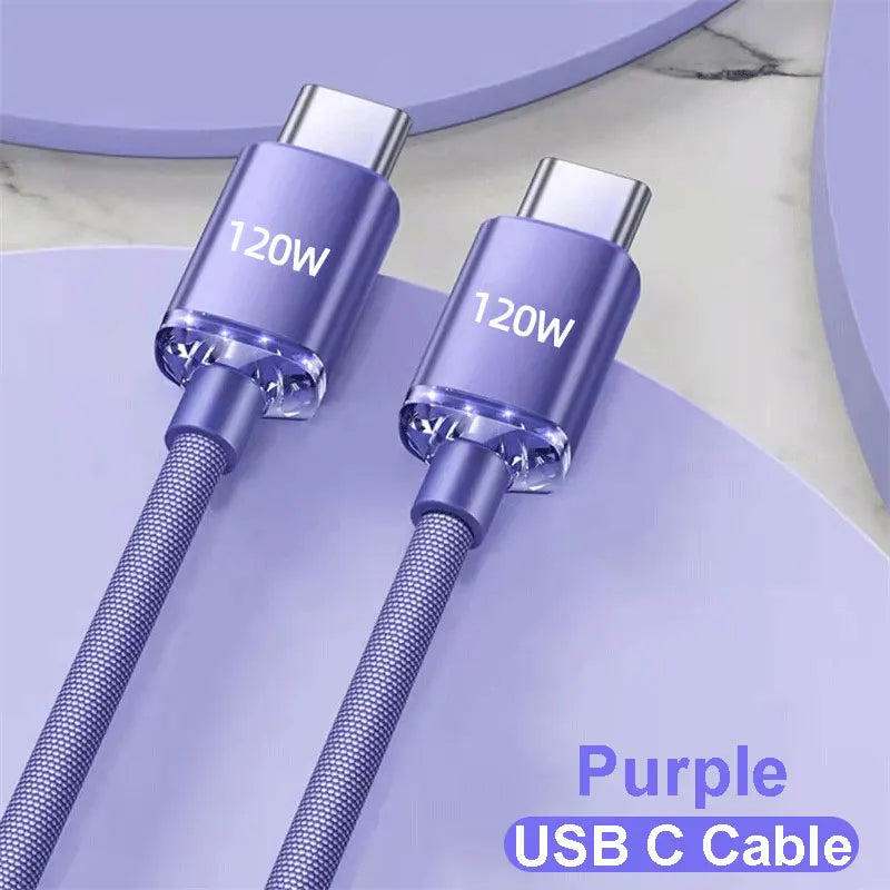 120W Fast Charging USB Cable for iPhone & Android Devices