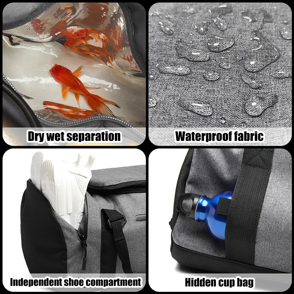 Waterproof Gym Bag with Shoe Compartment & Wet Pocket