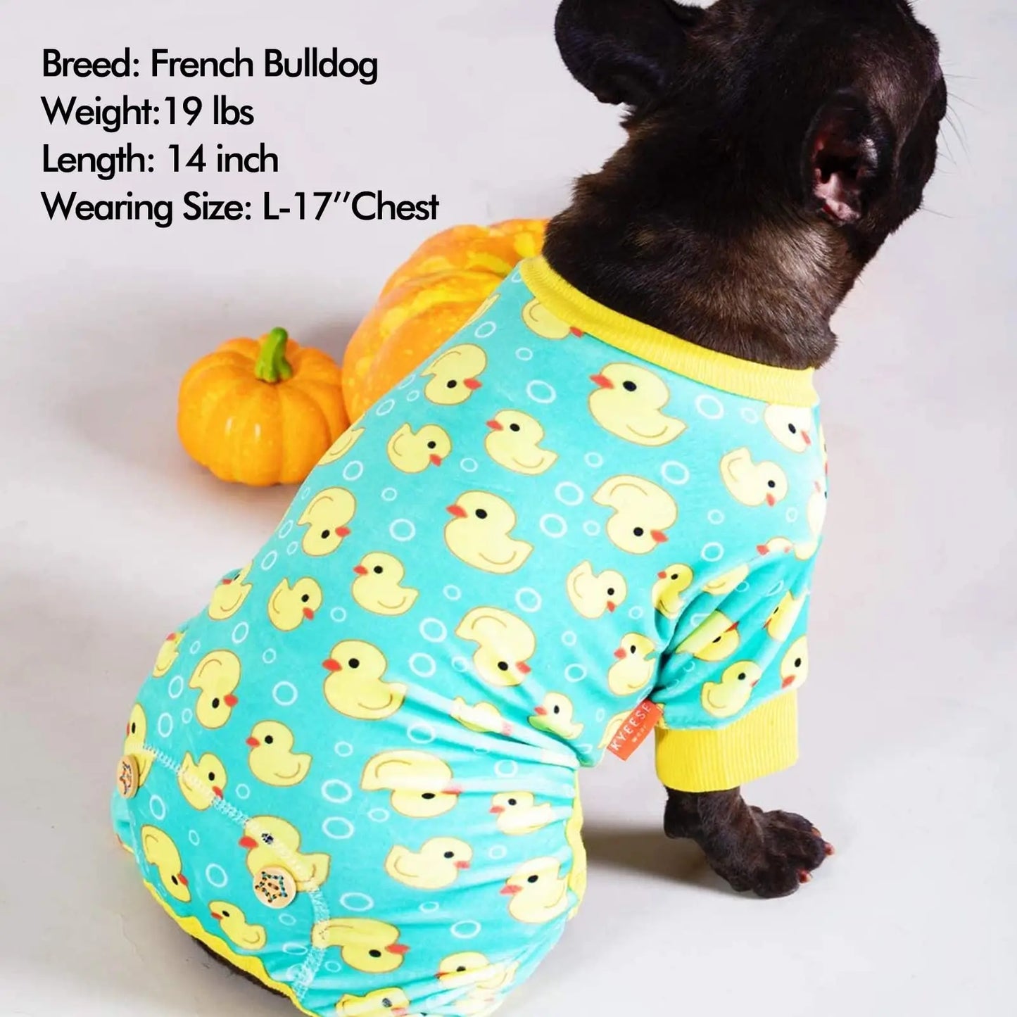 Soft Stretchable Dog Pajamas with Yellow Duck Design for Small Dogs