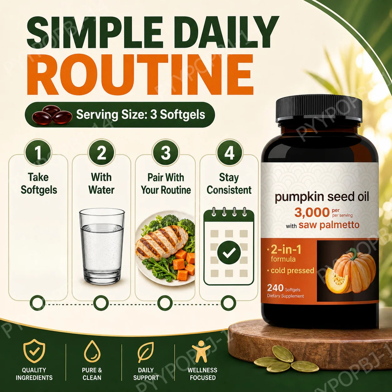 Cold Pressed Pumpkin Seed Oil Softgels | 240 Count Supplement