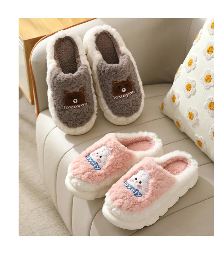Women's Cute Cartoon Rabbit Plush Slippers | Cozy Indoor Footwear