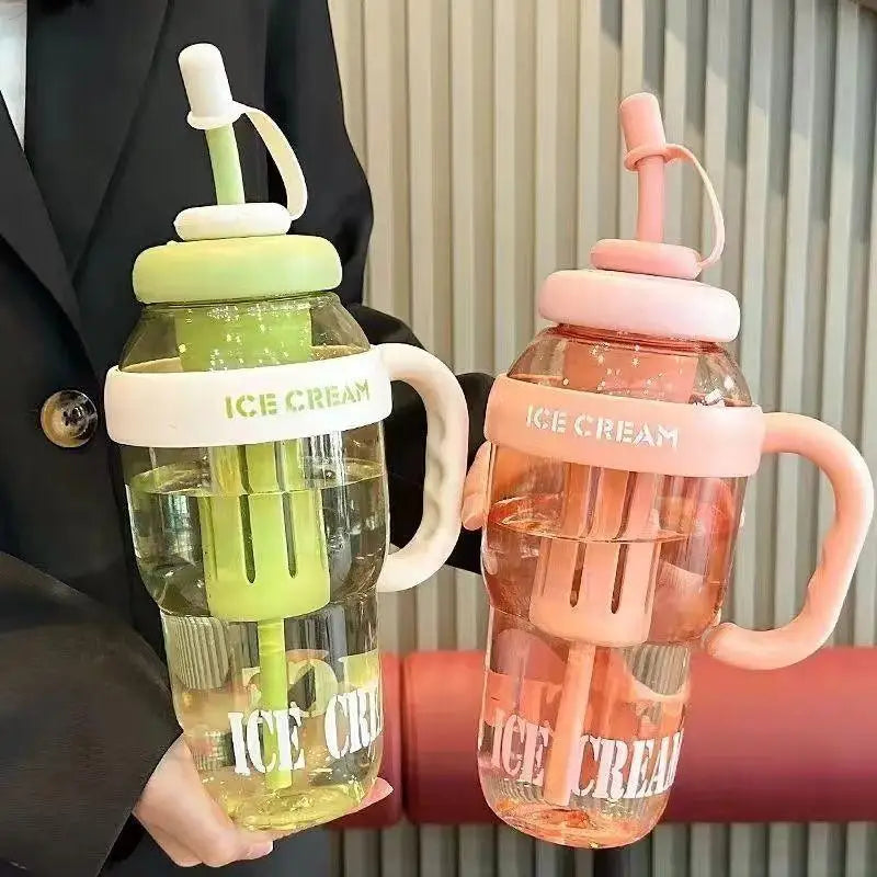 1300ML Plastic Water Bottle with Straw for Kids Large Capacity Cute Cup School Travel Outdoor
