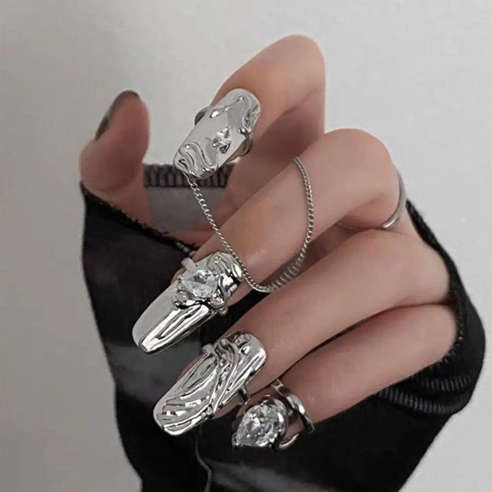 Korean Style Irregular Metal Fingertip Ring Set for Women