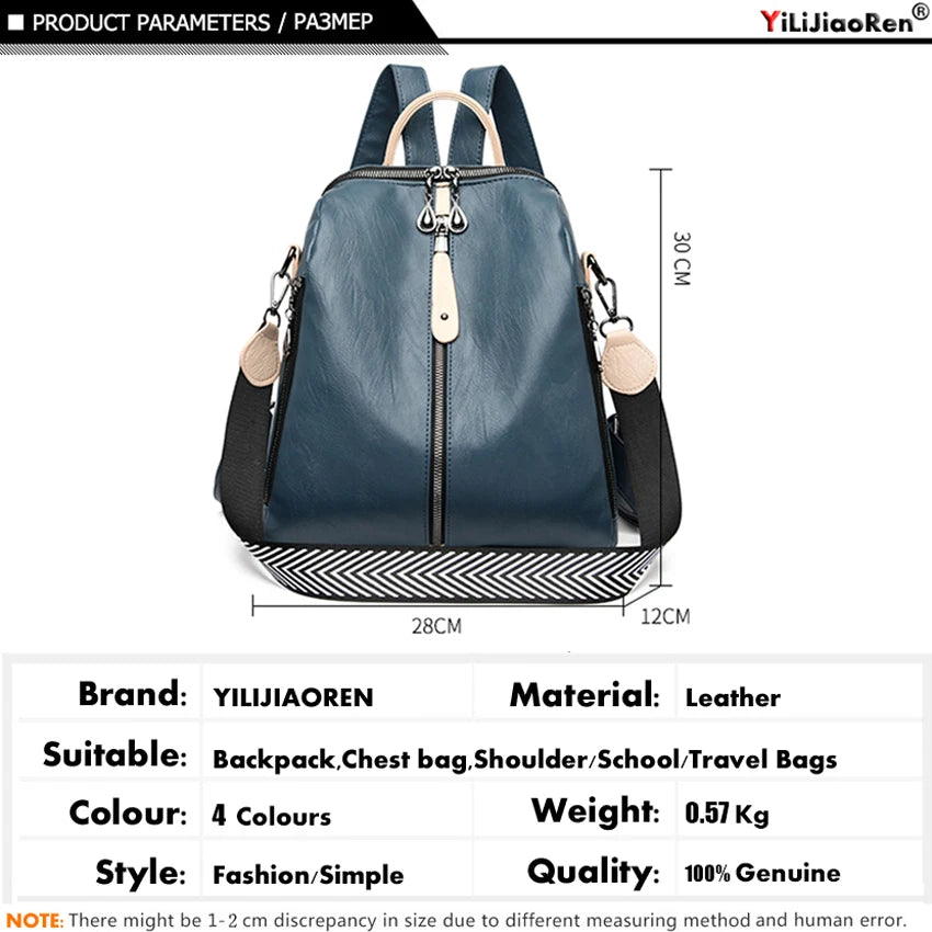 Stylish Women's Soft Leather Backpack | Ideal for Travel & School
