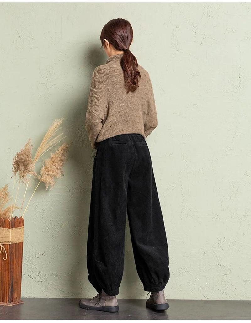 Women’s Warm Corduroy Harem Trousers | Casual Streetwear Pants 2026
