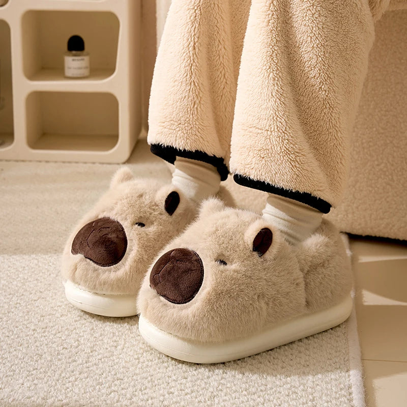 Women's Cute Plush Capybara Slippers | Cozy Indoor House Shoes