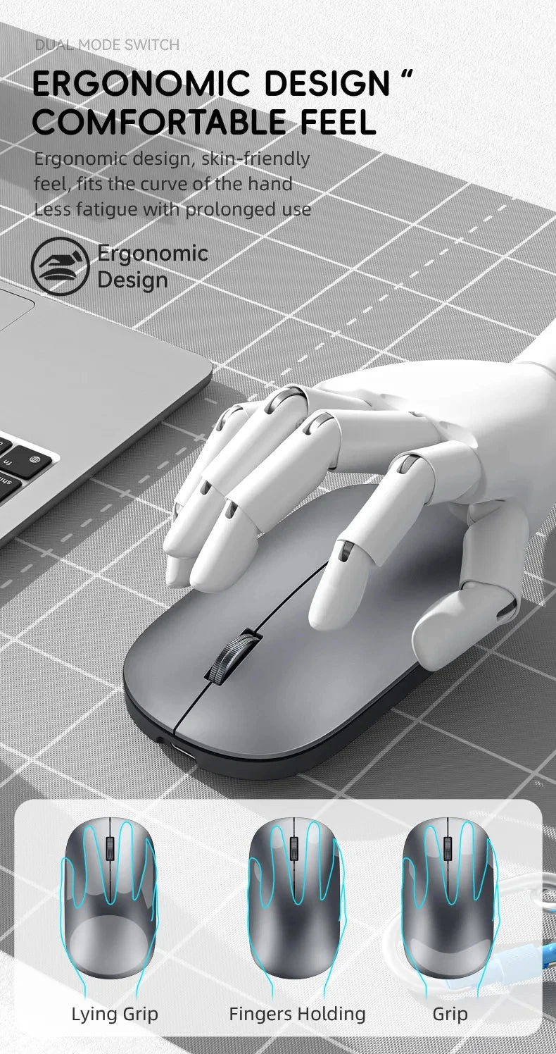 Silent Click Wireless Mouse | Ergonomic Portable Rechargeable Device