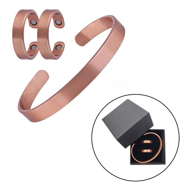 Pure Copper Magnetic Bracelets & Rings for Health & Style