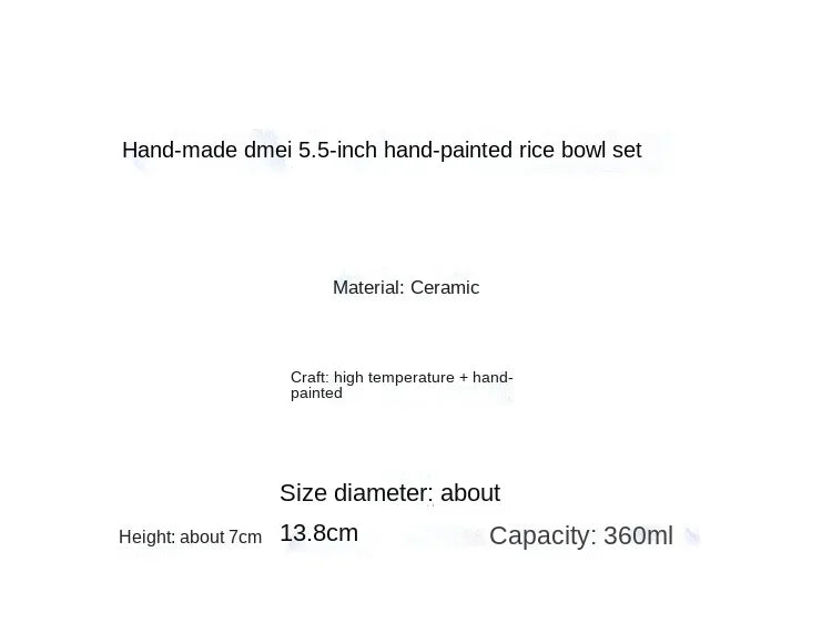 Hand-Painted Rice Bowl Set | Japanese-Style Ceramic Tableware