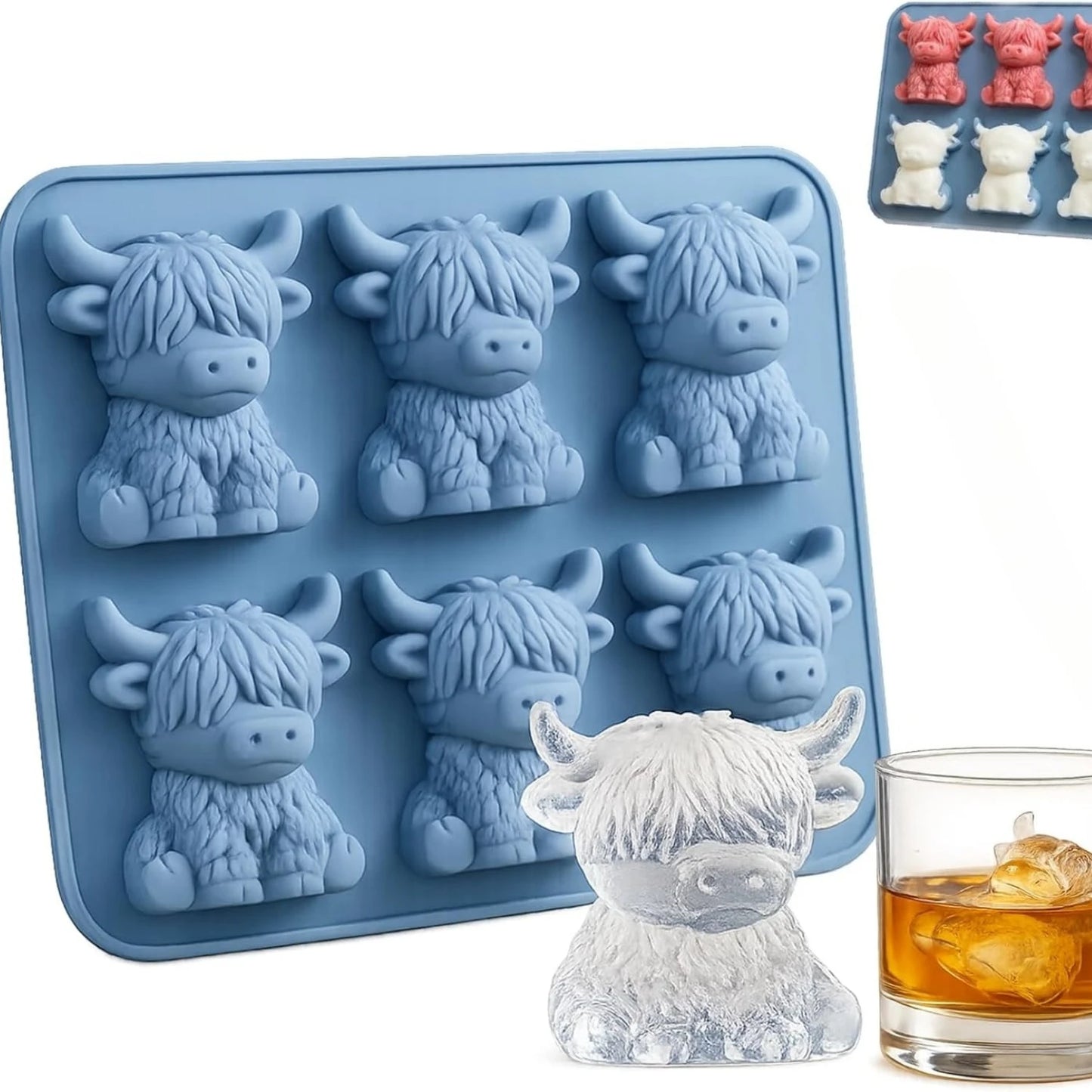 Highland Cow Ice Cube Mold | Cute 3D Silicone Tray for Drinks