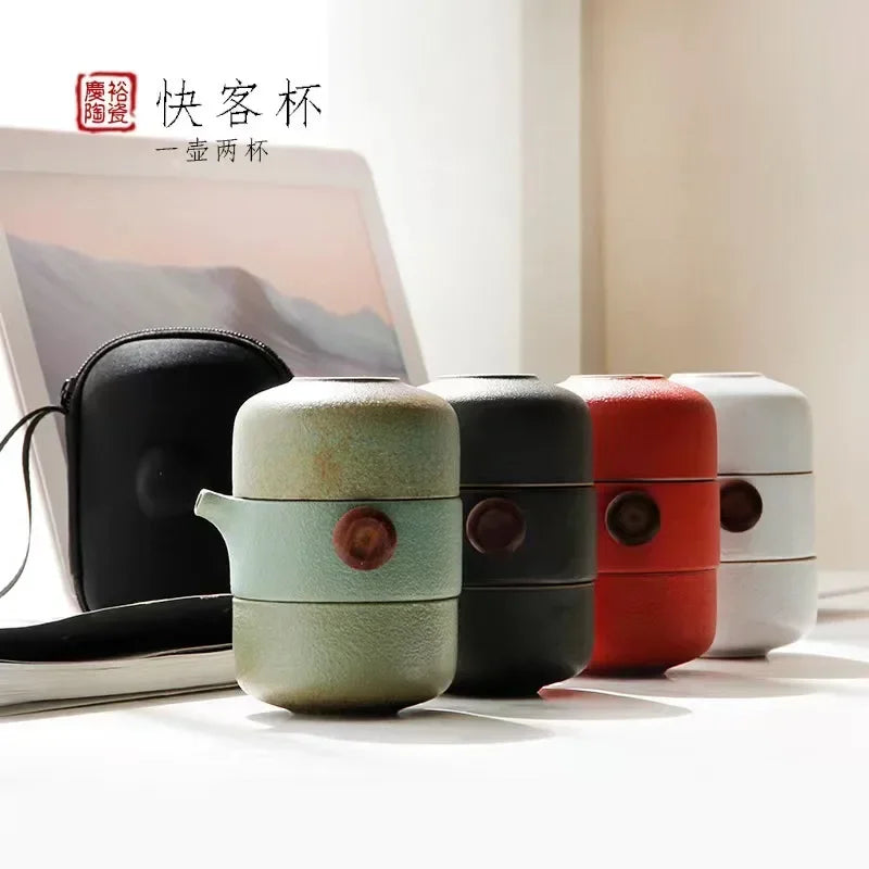 Japanese-Style Handmade Ceramic Teapot Set for Home & Travel