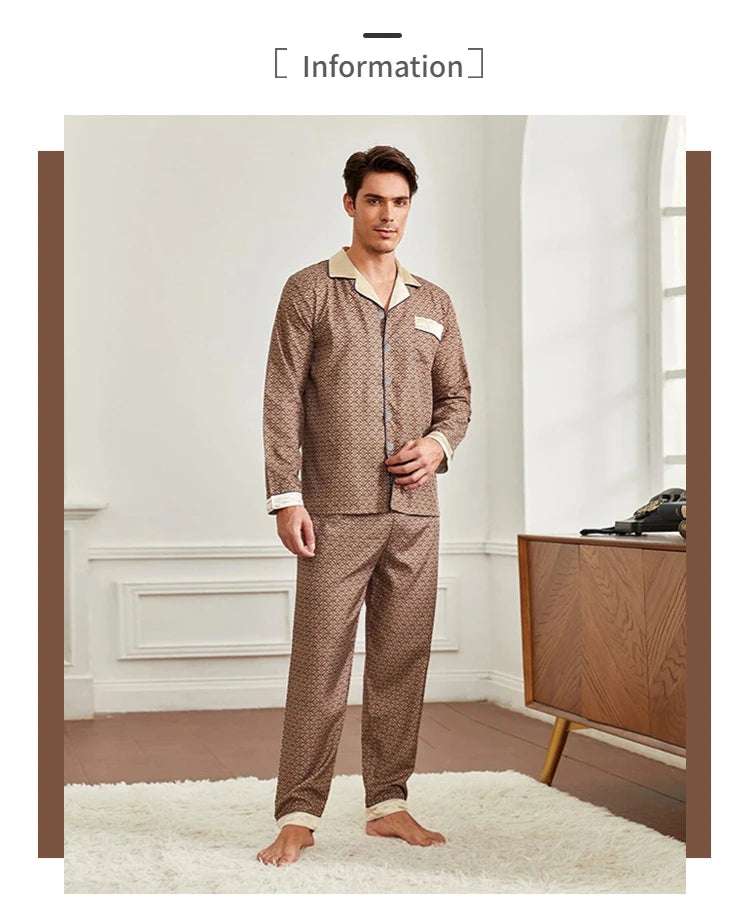 Men's Cozy Satin Pajama Set | Soft Floral Sleepwear